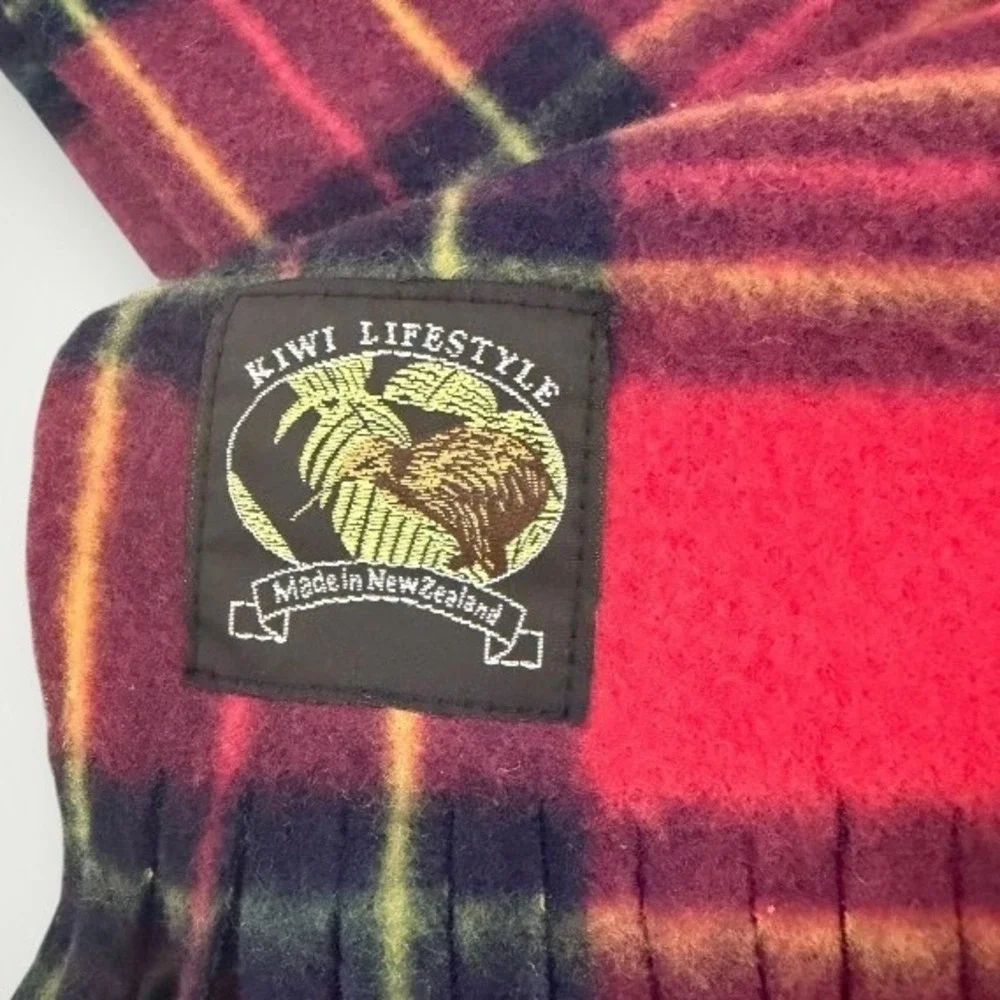 Kiwi Lifestyle Scarf Red Plaid Fleece Fringe New Zealand Highland Scottish Cabin